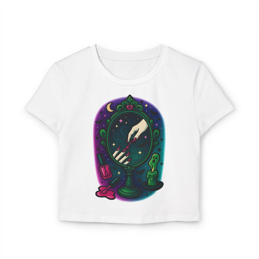 “Haunted Mirror Manicure” — Cropped Tee • Spooky Glam Nail Art • Midnight Ghost Glow