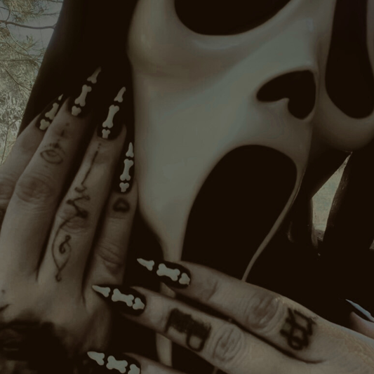 “Bone Envy” Press-On Nails | Spooky Skeleton Nail Art | Made-to-Order Custom Sizes