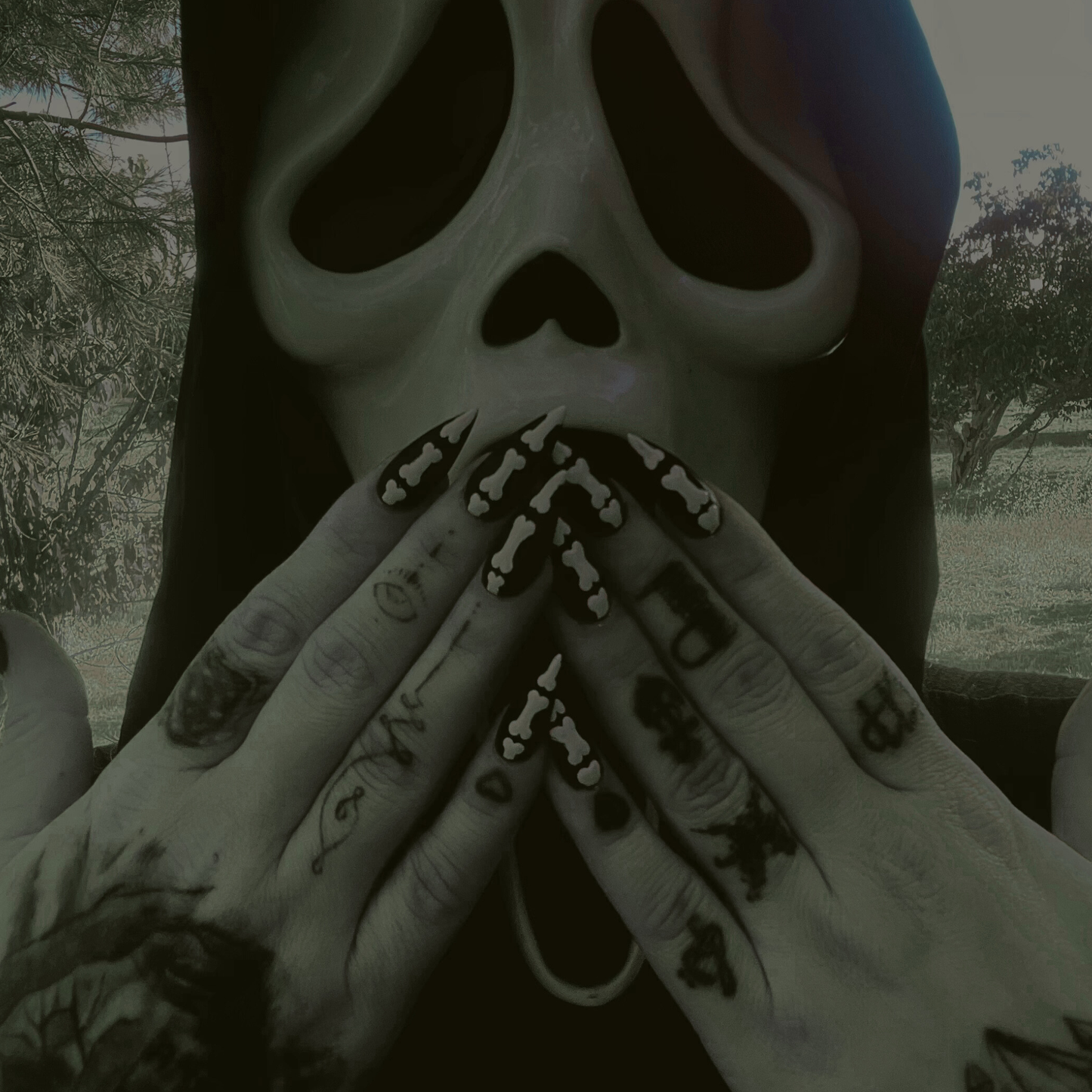 “Bone Envy” Press-On Nails | Spooky Skeleton Nail Art | Made-to-Order Custom Sizes